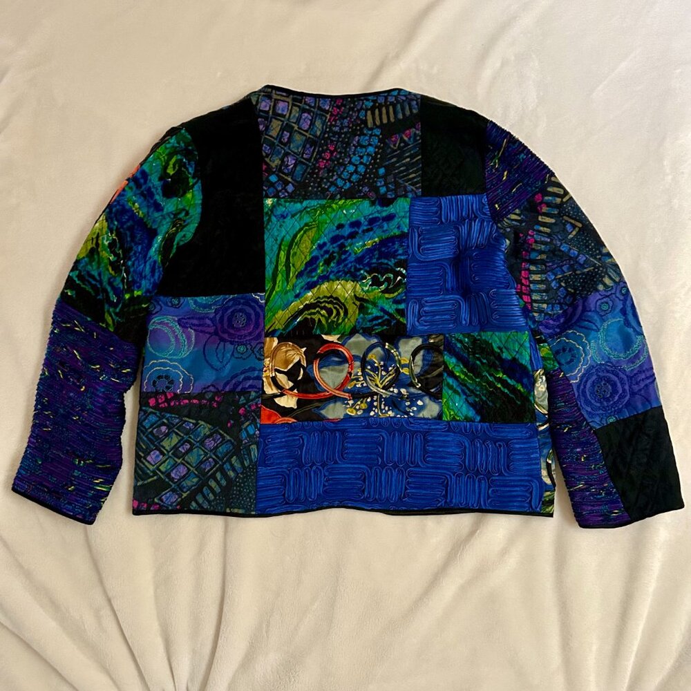 Silk Patchwork Quilted Open Jacket - image 2